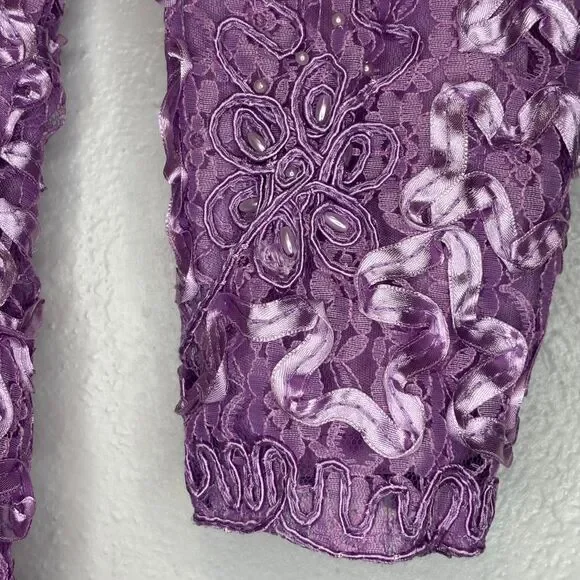 Vintage Lavender Ellim USA Women's Jacket Embroidered Beaded Long Sleeve Lace - Picture 11 of 11